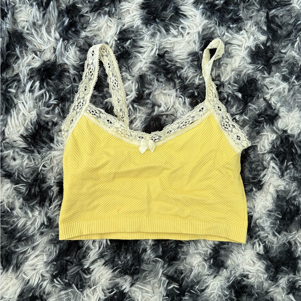 Yellow Lace Urban Outfitters Trim Crop Top